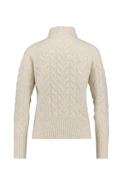 Strickpullover mit Zopfstrick-Optik - Sand - Beige