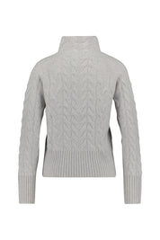 Strickpullover mit Zopfstrick-Optik - Silber - Grau