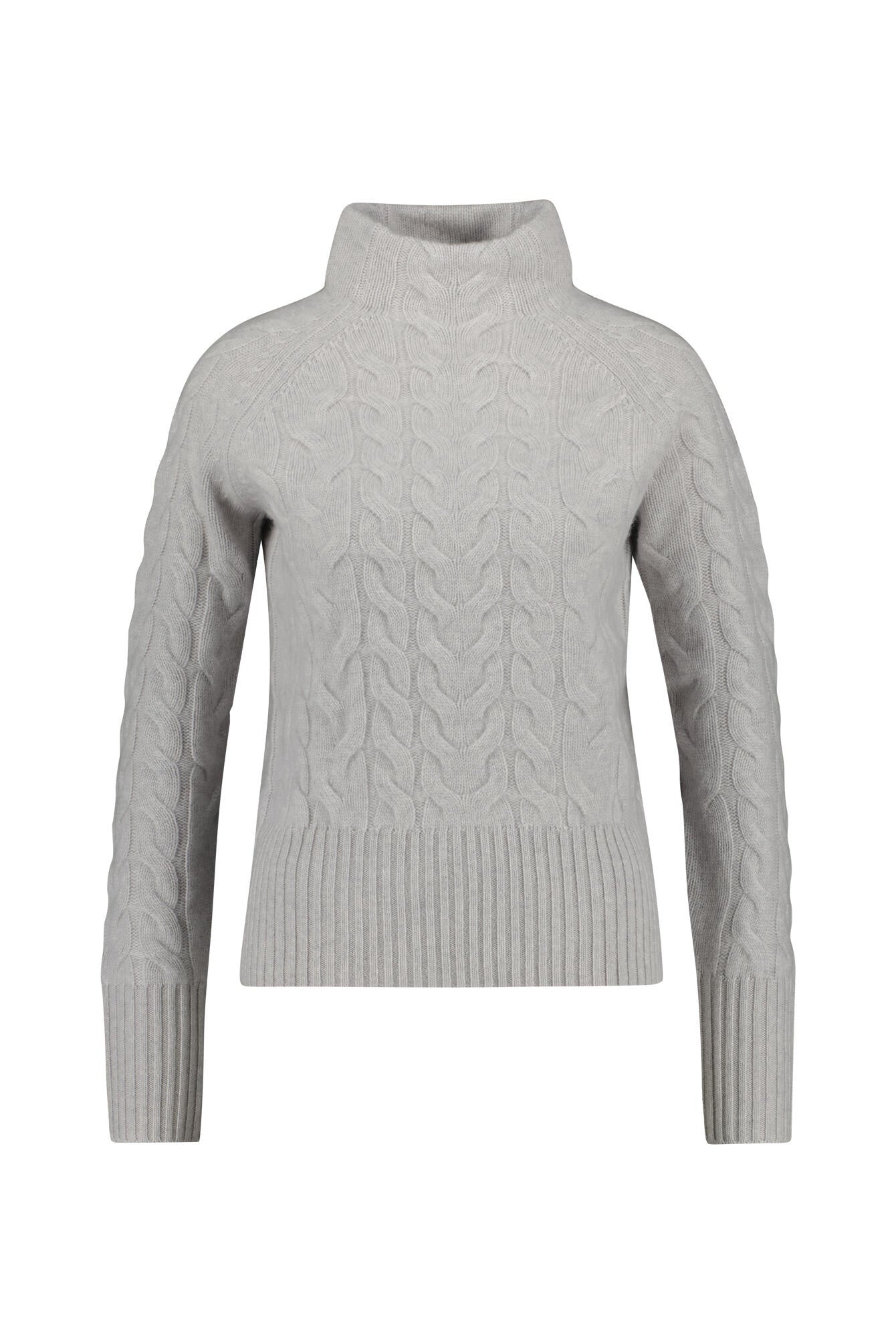 Strickpullover mit Zopfstrick-Optik - Silber - Grau