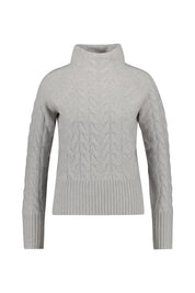 Strickpullover mit Zopfstrick-Optik - Silber - Grau