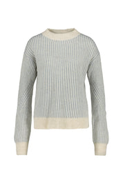 Gestreifter Strickpullover - 136 Iced - Blau | Creme