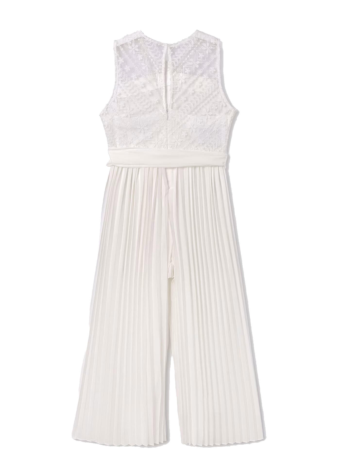 Langer Plisee Jumpsuit - 077 Roh - Weiß