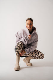 Leggings mit Leoparden-Muster - Leo Light Grey - Grau | Schwarz