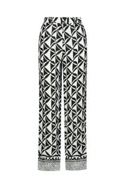 Leinenhose Straight Leg - Weiss/Schwarz - Weiß | Schwarz