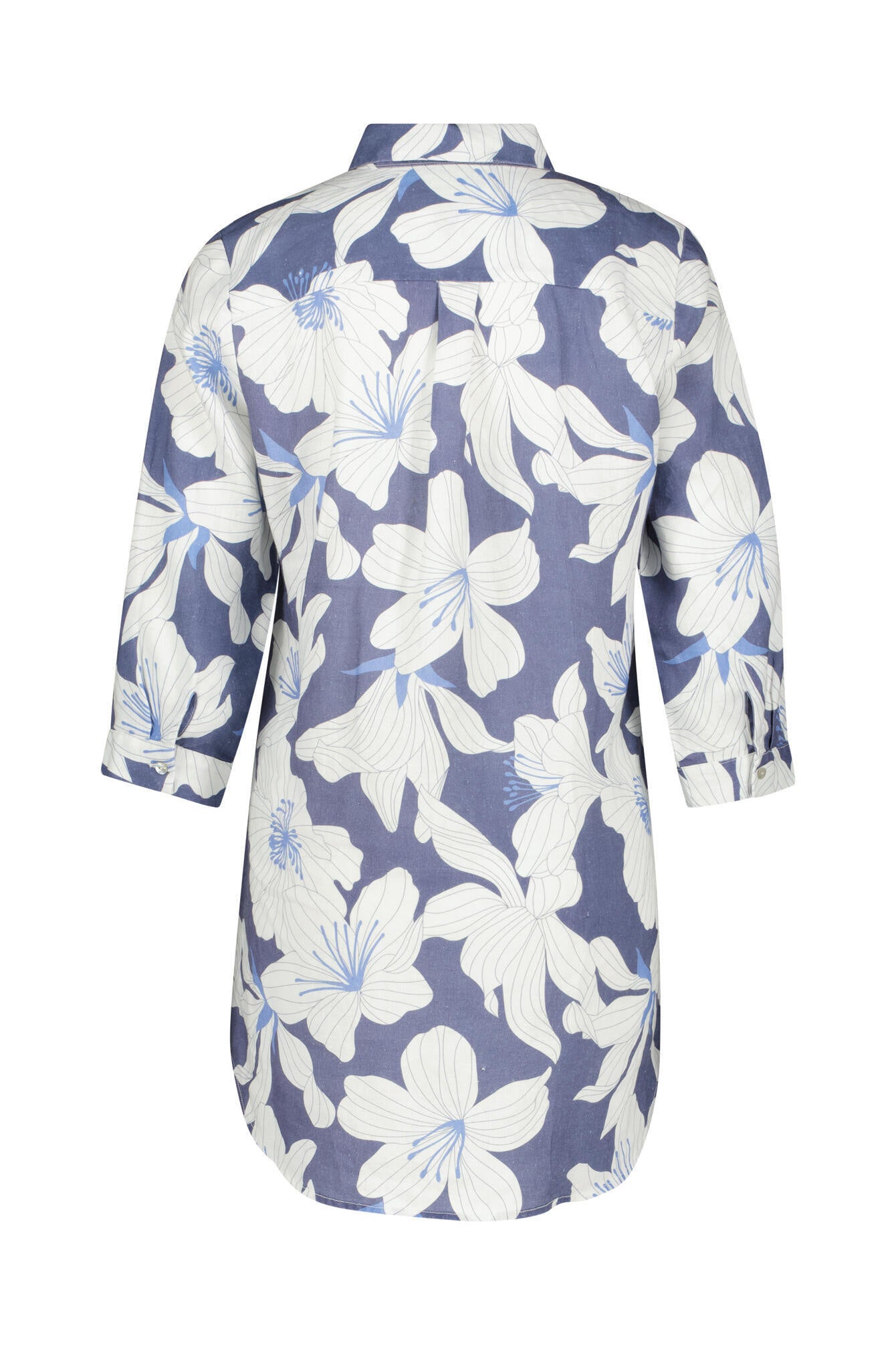 Florale Leinenbluse - Original - Blau