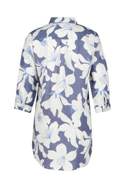 Florale Leinenbluse - Original - Blau