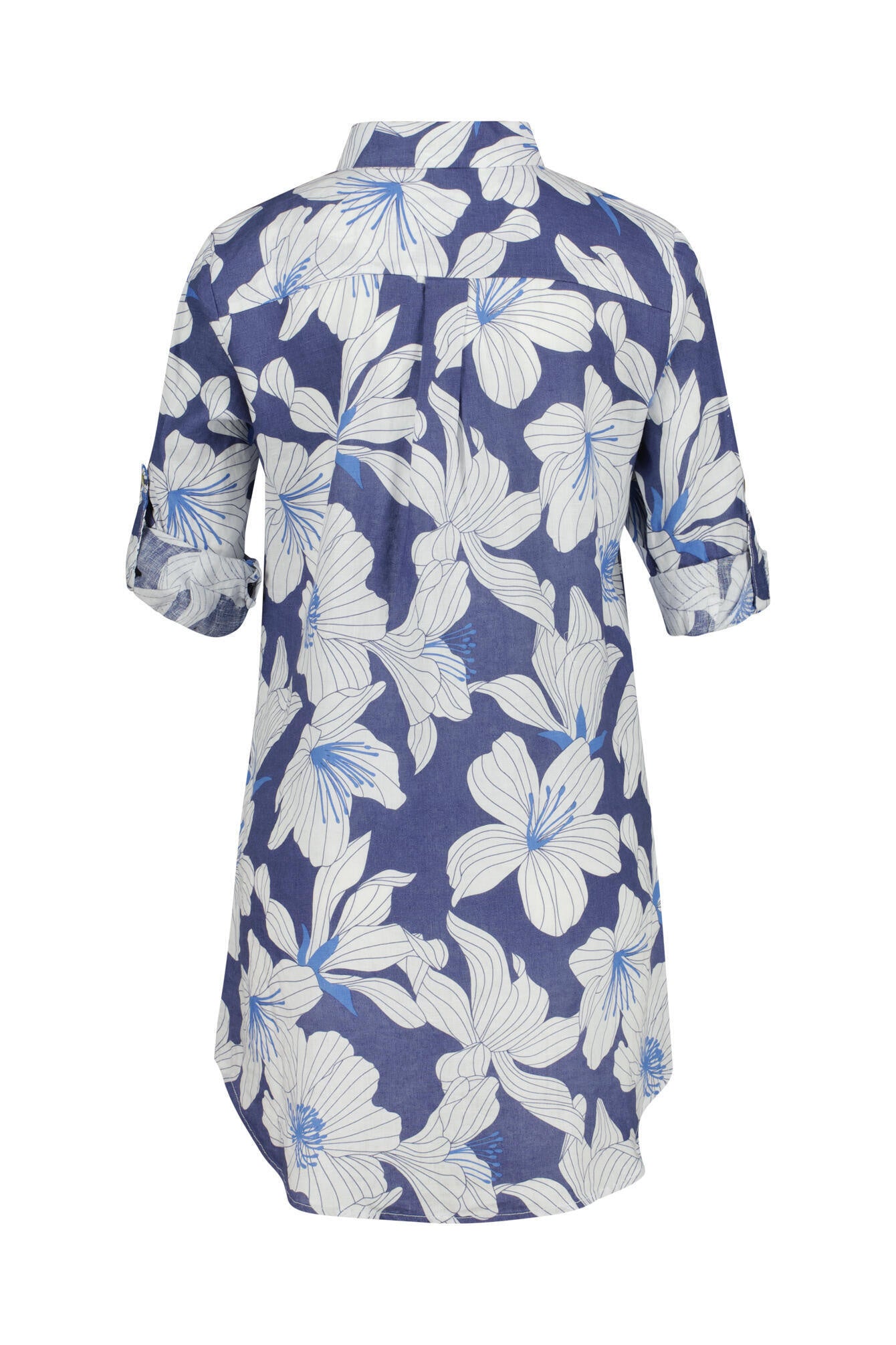 Florale Leinenbluse - Original - Blau