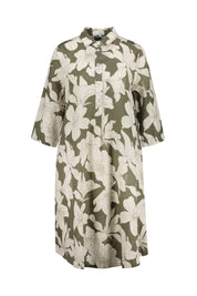 Hemdblusenkleid aus Leinen - Neutral - Grün