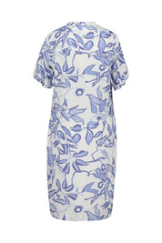 Floral gemustertes Leinenkleid - Original - Blau | Weiß