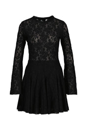 Kurzes Skater-Kleid mit Spitzen - Black - Schwarz