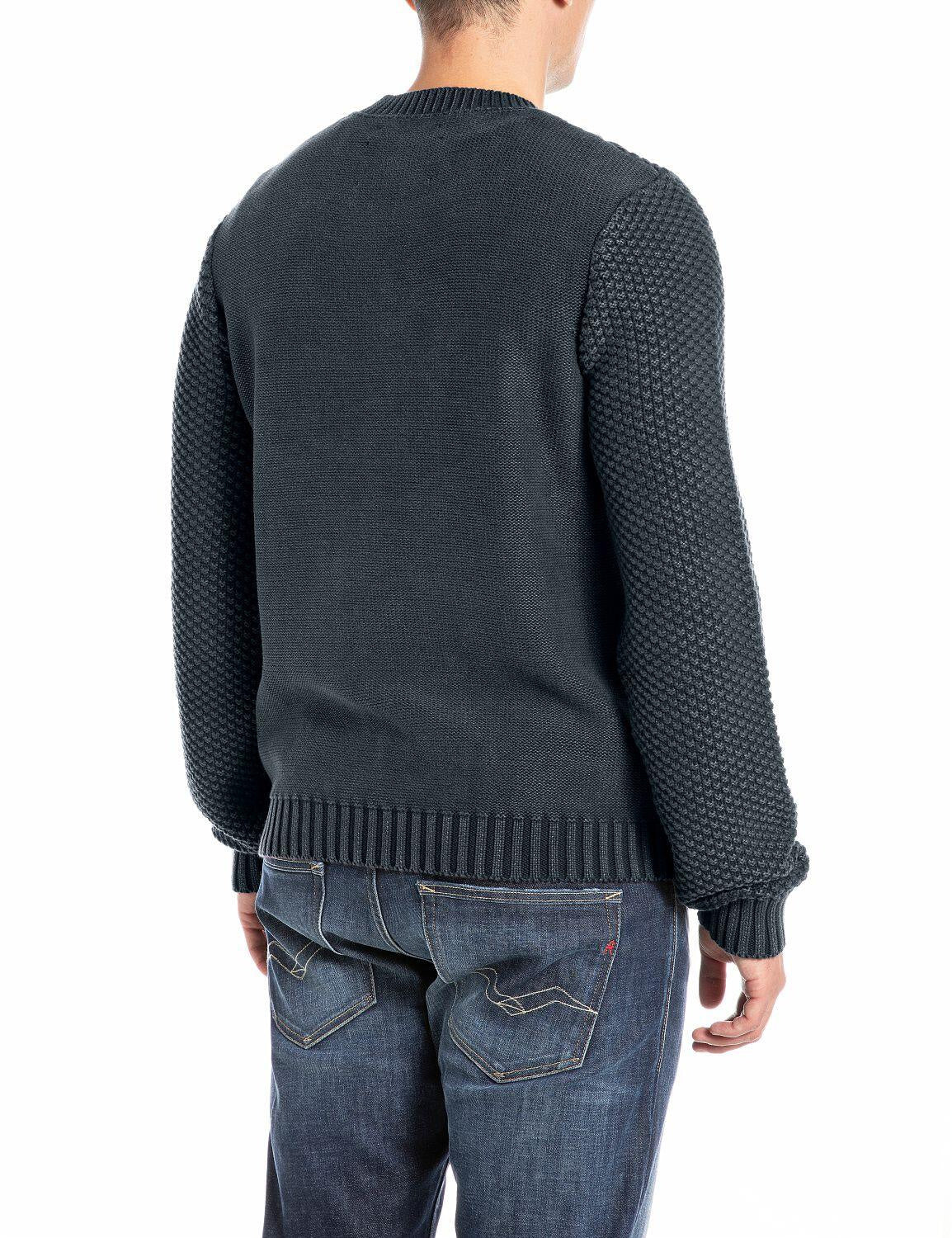 Strickpullover mit Zopfmuster - 789 - Blau