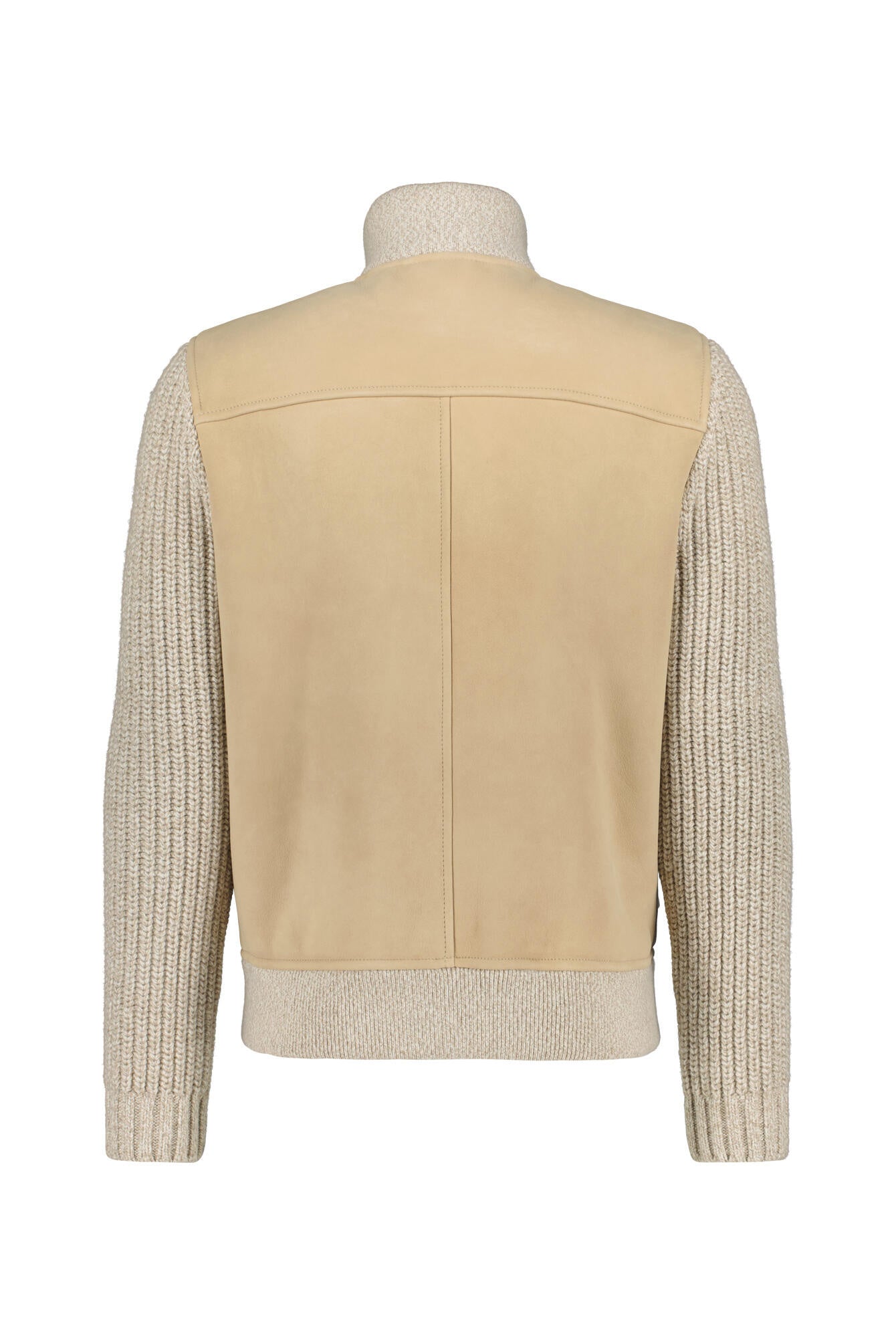 Lederjacke mit Strickärmeln - Sand - Beige