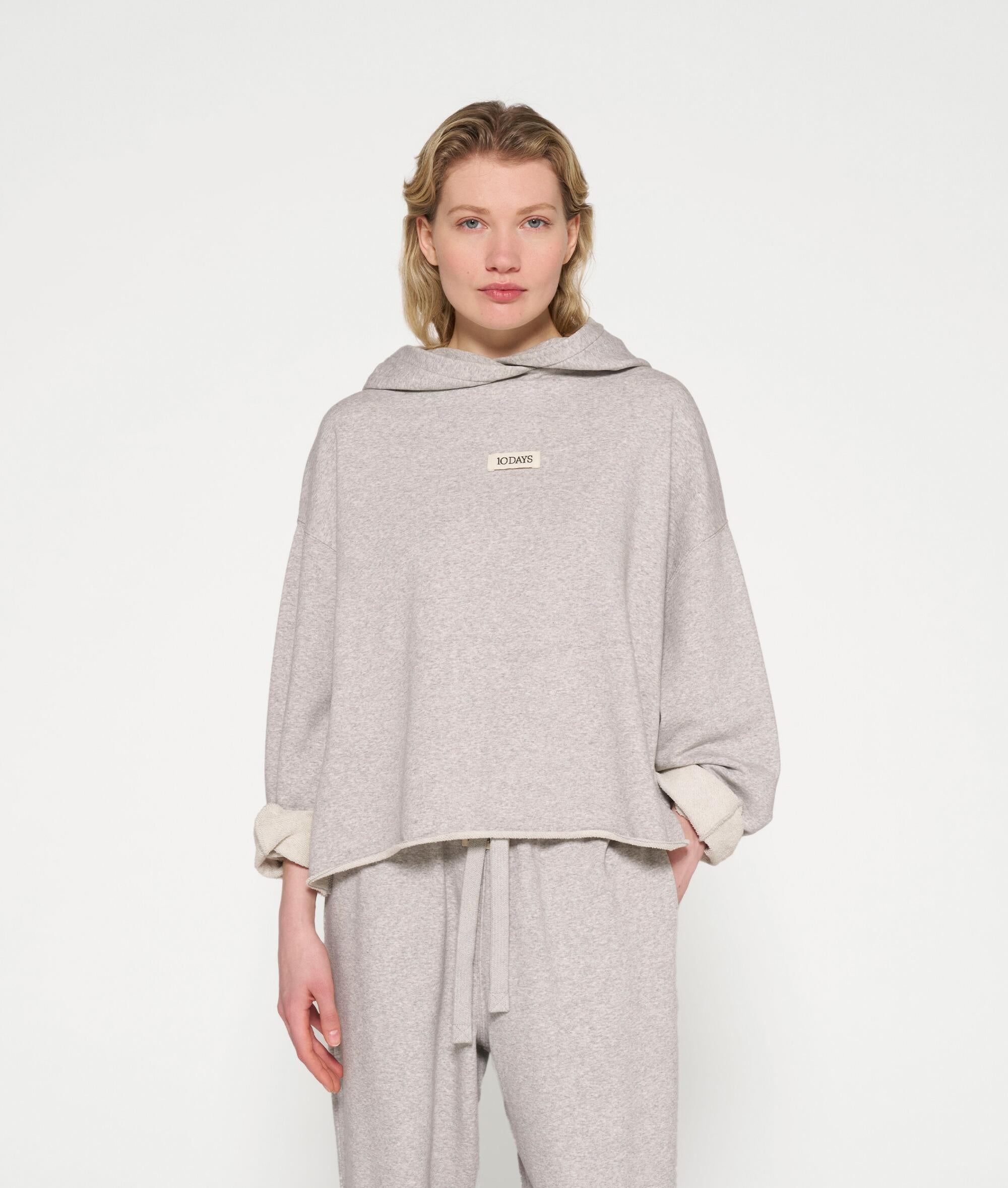 Oversized Sweathoodie aus Baumwolle - 4001 Light Grey - Grau