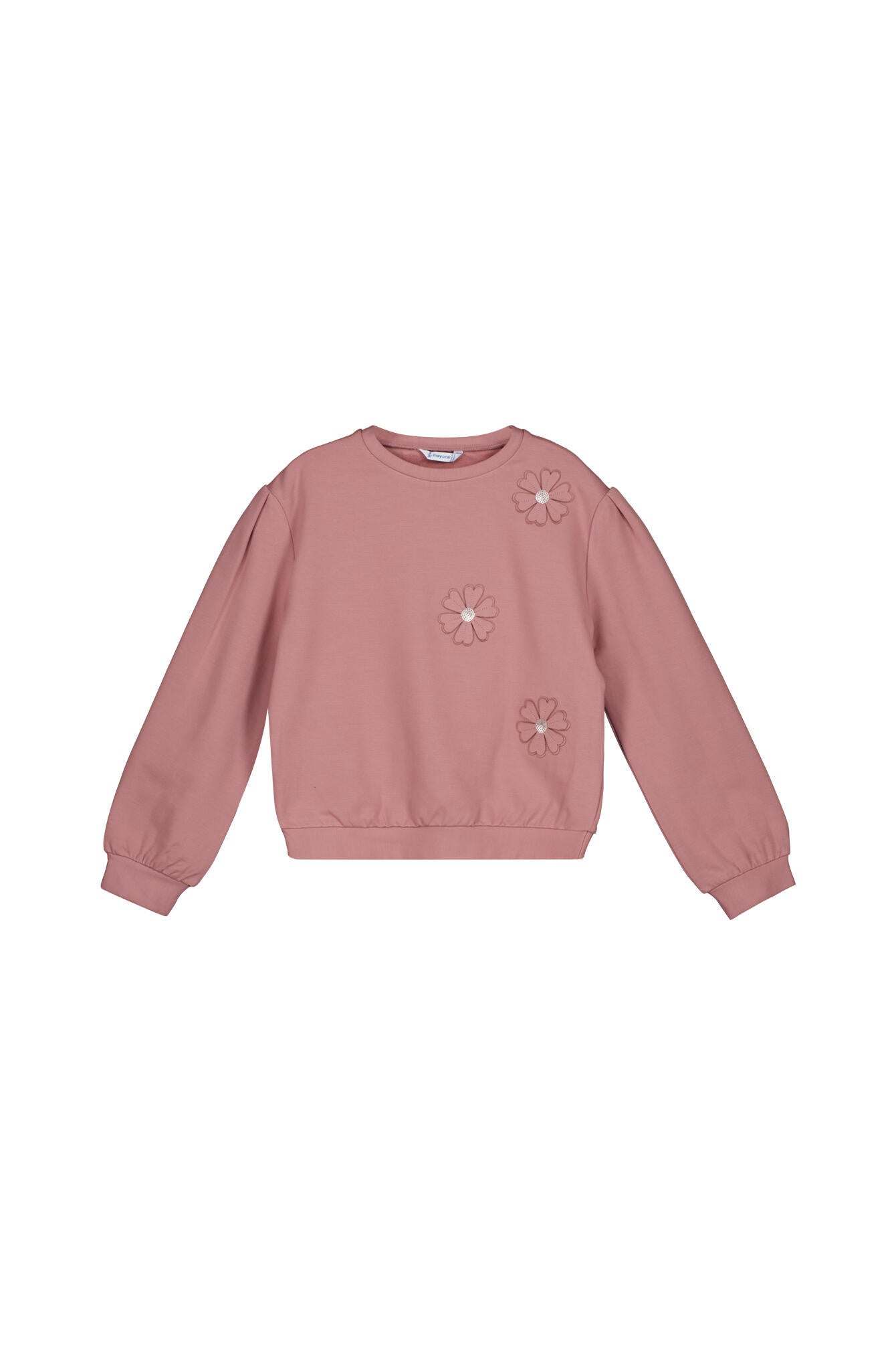 Sweatshirt mit aufgestickten Blumen - 046 Rose - Rosa