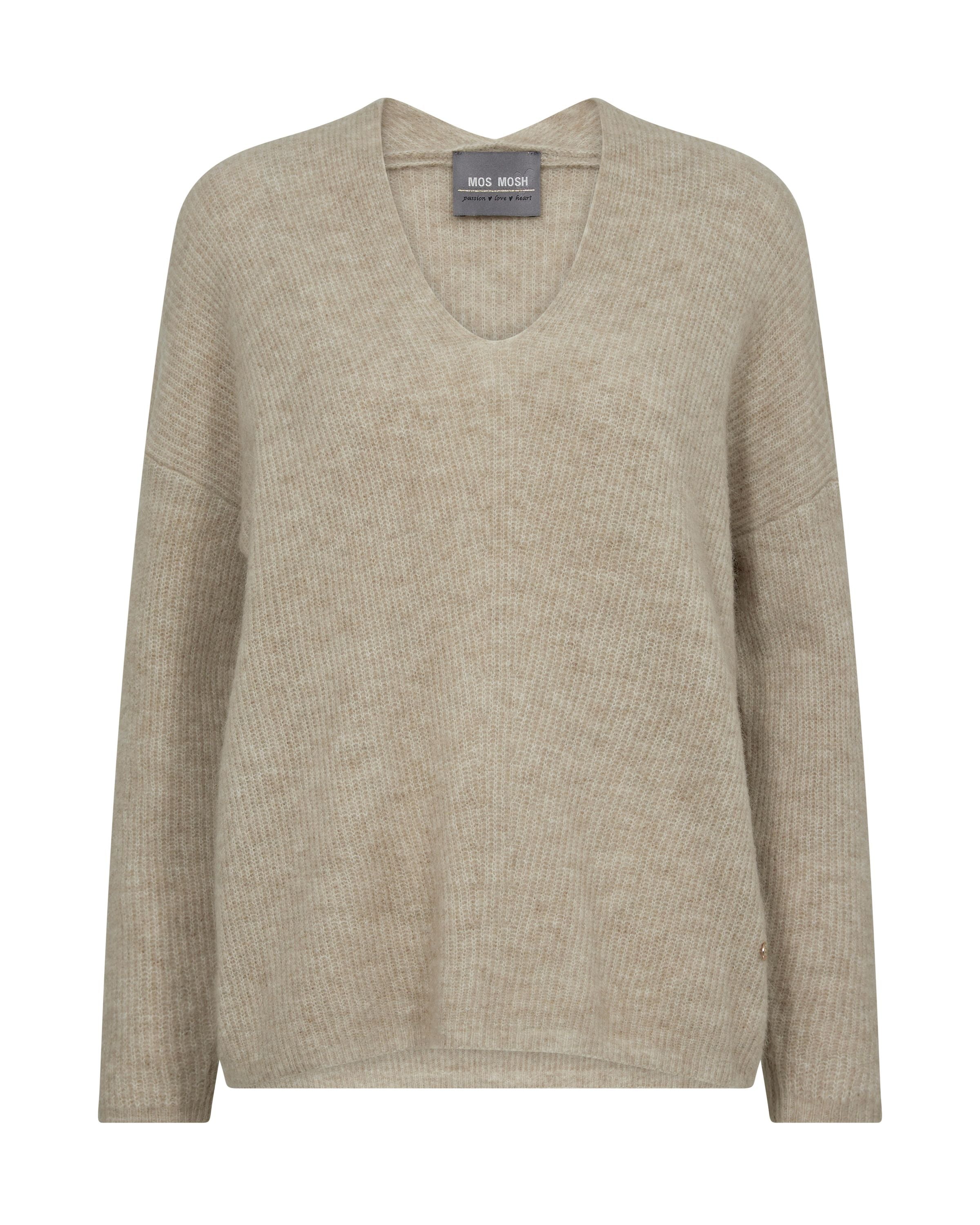 Strickpullover mit V-Ausschnitt - 174 Feather Gray - Beige