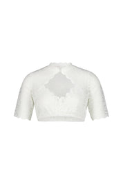 Dirndlbluse mit Spitzen-Details - 0002 Ecru - Weiß