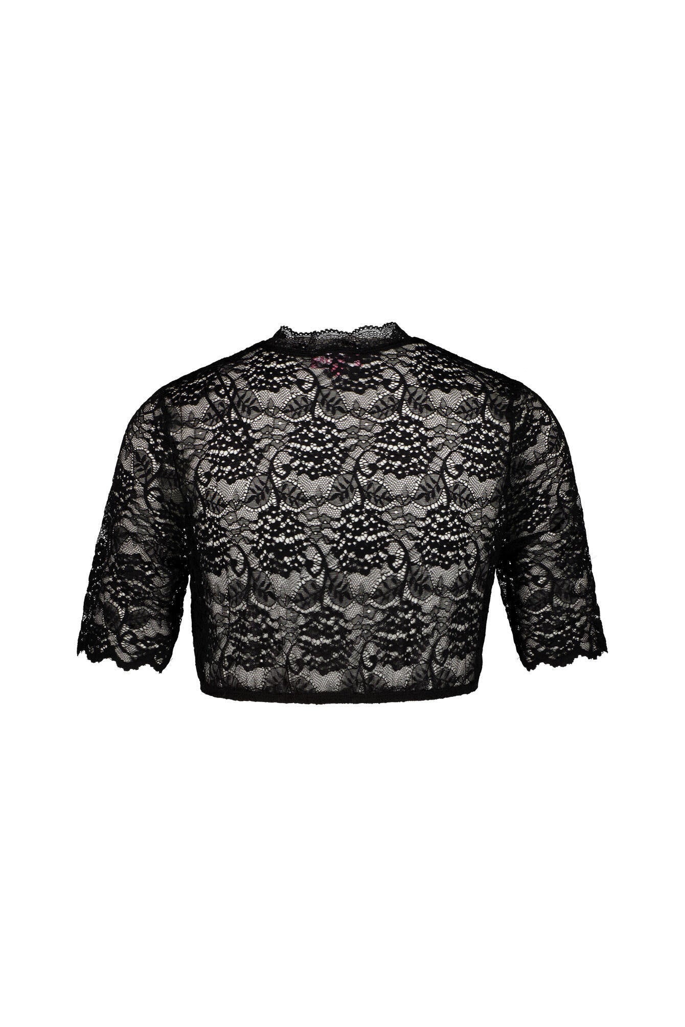 Dirndlbluse mit Spitzen-Details - 0004 Schwarz - Schwarz