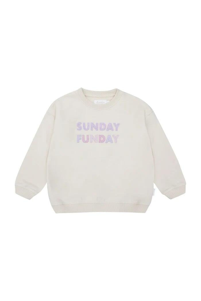 Oversized Sweatshirt 'sunday funday - Lavender - Beige