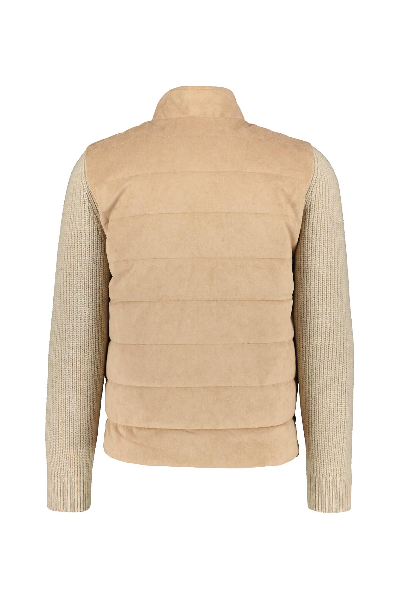 Strickjacke mit gestepptem Alcantara - 010 - Beige