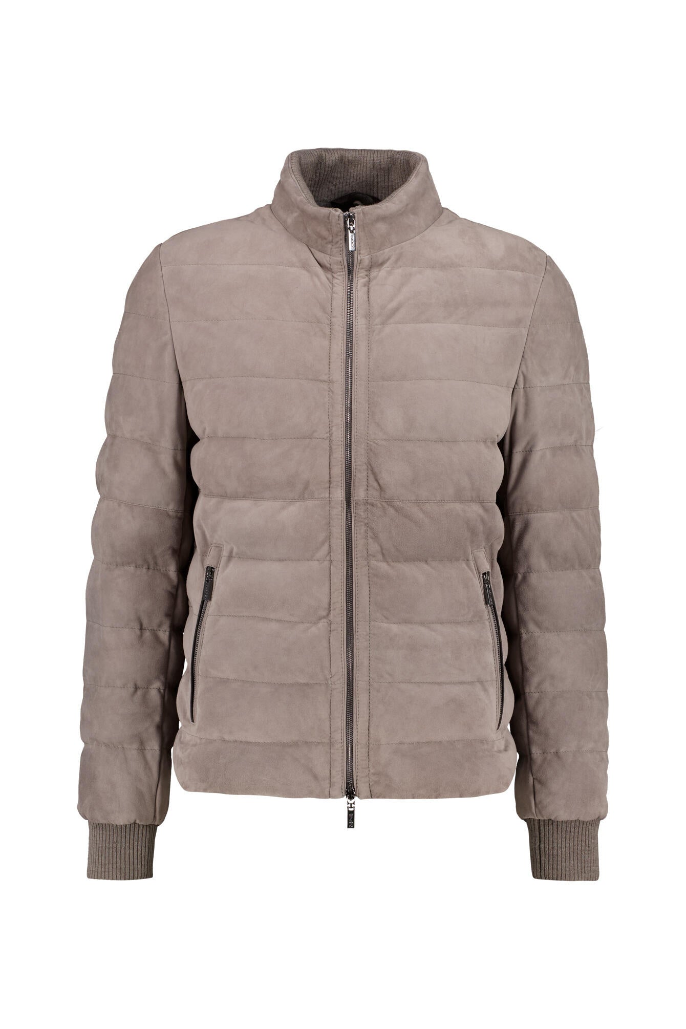 Gesteppte Velourslederjacke - 393 - Braun