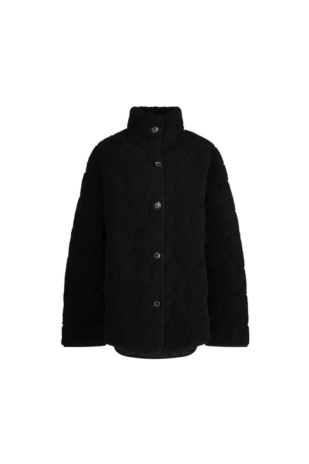 Teddy-Jacke mit Stehkragen - 001 Black - Schwarz