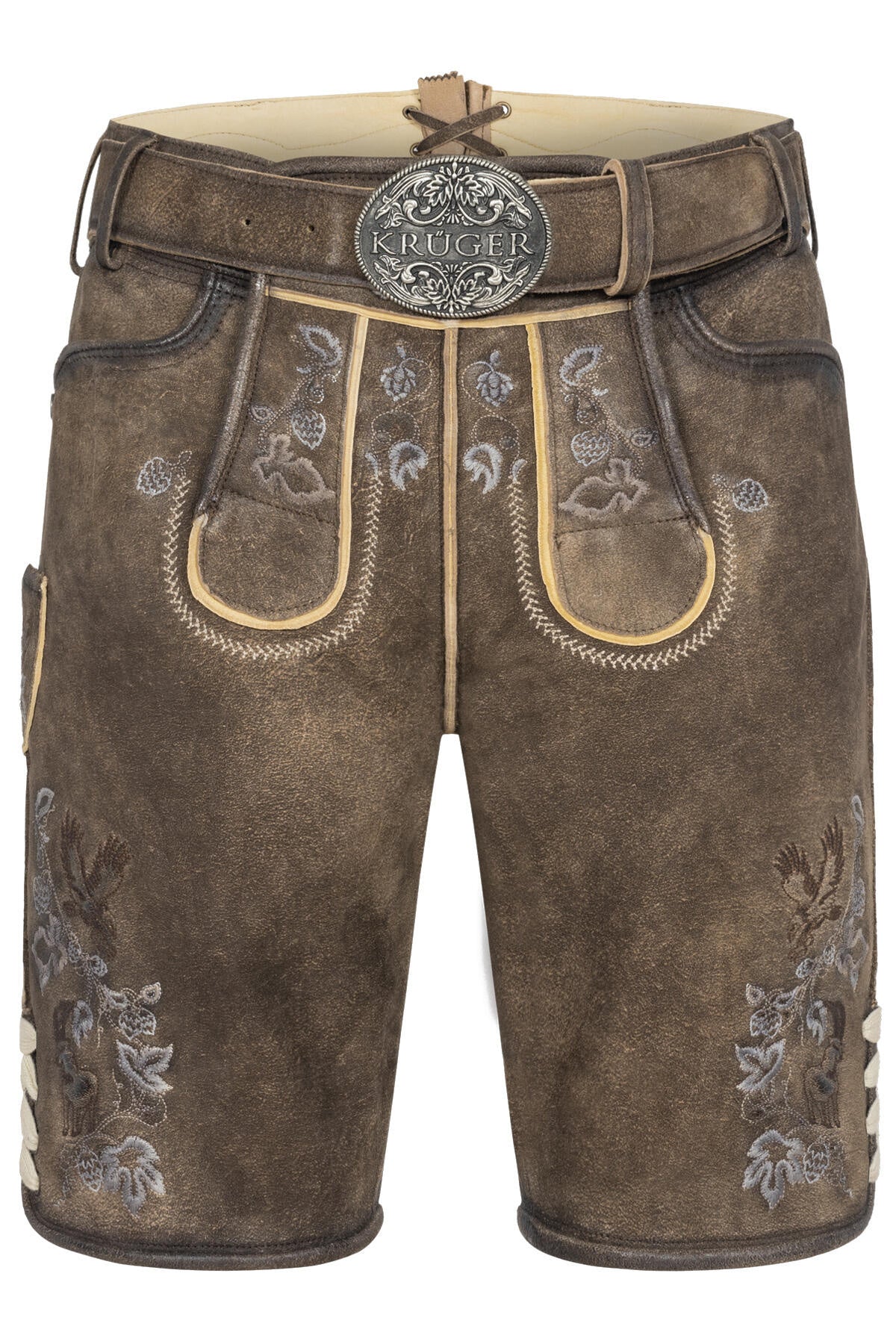 Lederhose Ulli mit Gürtel - 0007 Braun - Braun