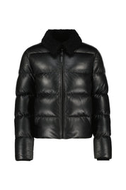 Gesteppte Lederjacke - C0001 Black - Schwarz