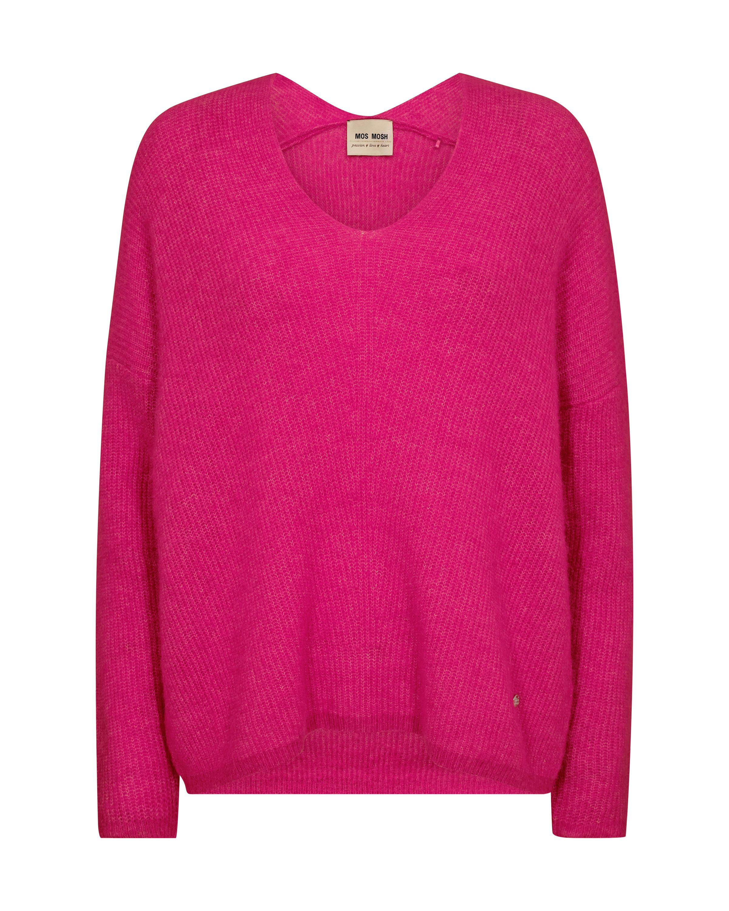 Strickpullover mit V-Ausschnitt - 264 Pink - Pink