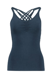 Performance Top mit Support Bra und Raffung - Dark Peppermint - Blau