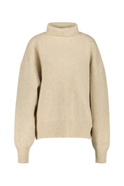 Oversized Strickpullover mit Rollkragen - beige melange - Beige