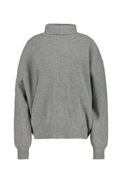 Oversized Strickpullover mit Rollkragen - light grey melange - Grau