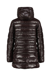 Lang geschnittene Steppjacke - 40009 Brown Black - Braun