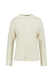 Strickpullover in Zopfstrick-Optik - Offwhite - Weiß