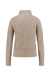 Strickpullover in Zopofstrick-Optik - Taupe - Braun