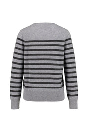 Gestreifter Strickpullover - Grey/Anthra - Grau