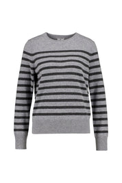 Gestreifter Strickpullover - Grey/Anthra - Grau