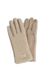 Fingerhandschuhe in Teddy-Optik - 1 - Beige