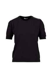 T-Shirt mit Bündchen - 061 Blue - Schwarz