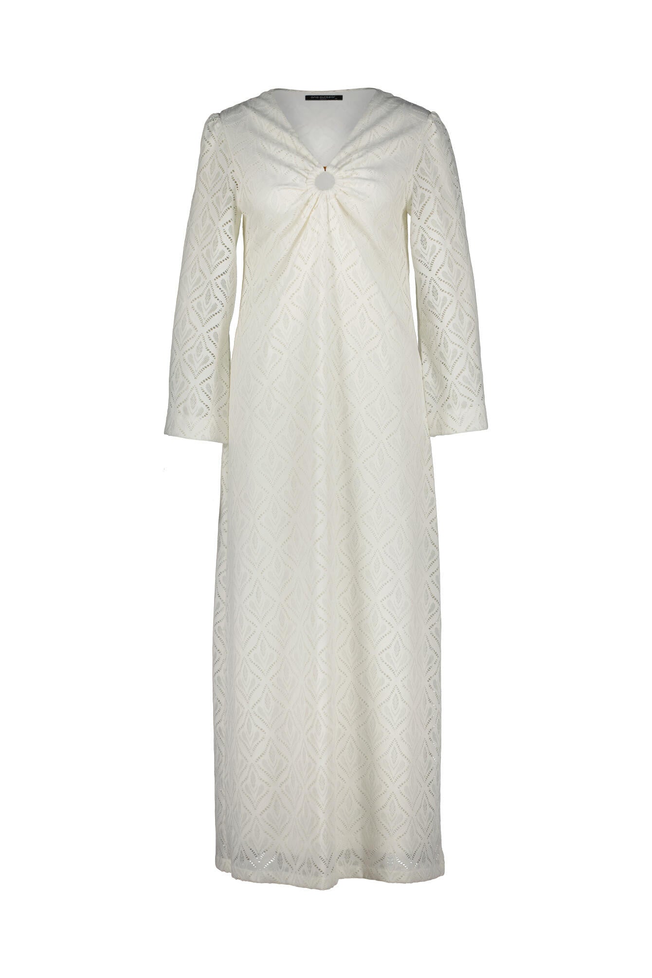 Kaftankleid Maxi mit V-Ausschnitt - 007 white - Weiß