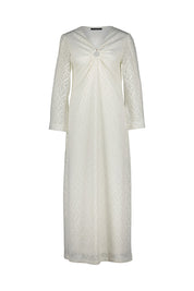 Kaftankleid Maxi mit V-Ausschnitt - 007 white - Weiß