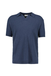 Strick-Poloshirt aus Bouclé - 949 - Blau