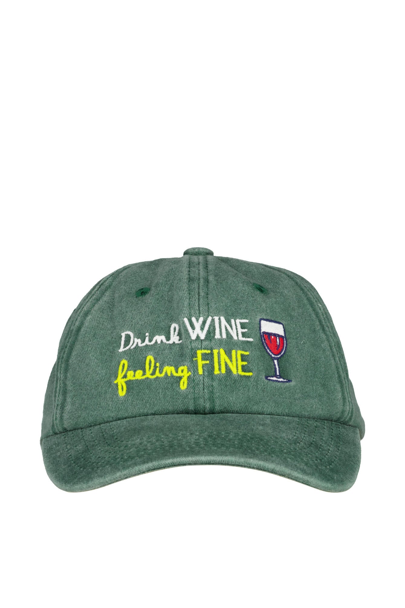Cap mit Aufschrift - Denim Wine Fine 51 EMB - Grün