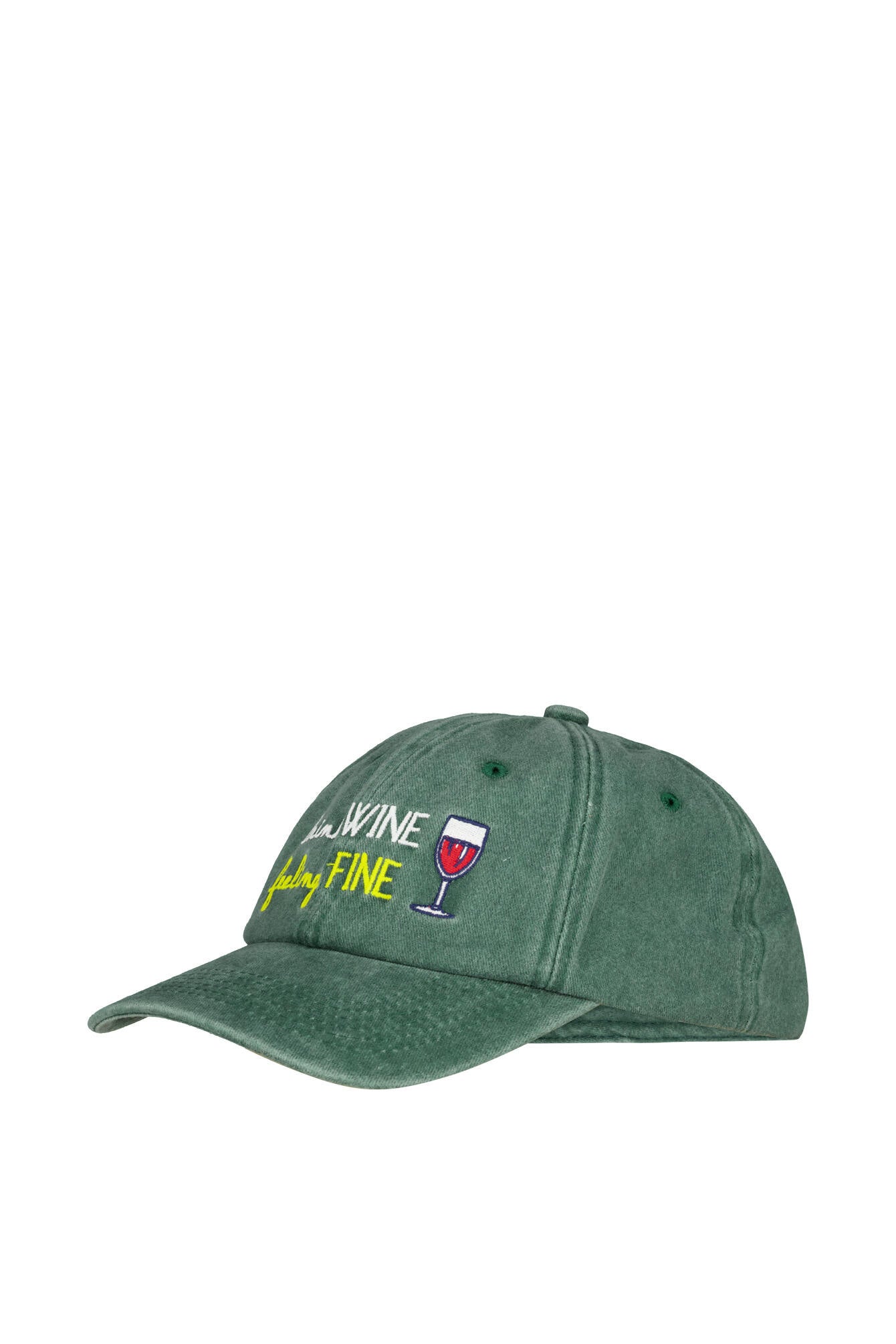 Cap mit Aufschrift - Denim Wine Fine 51 EMB - Grün