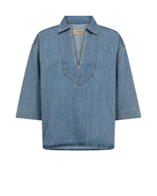 Jeansbluse aus Baumwollmix - 406 Light Blue - Blau