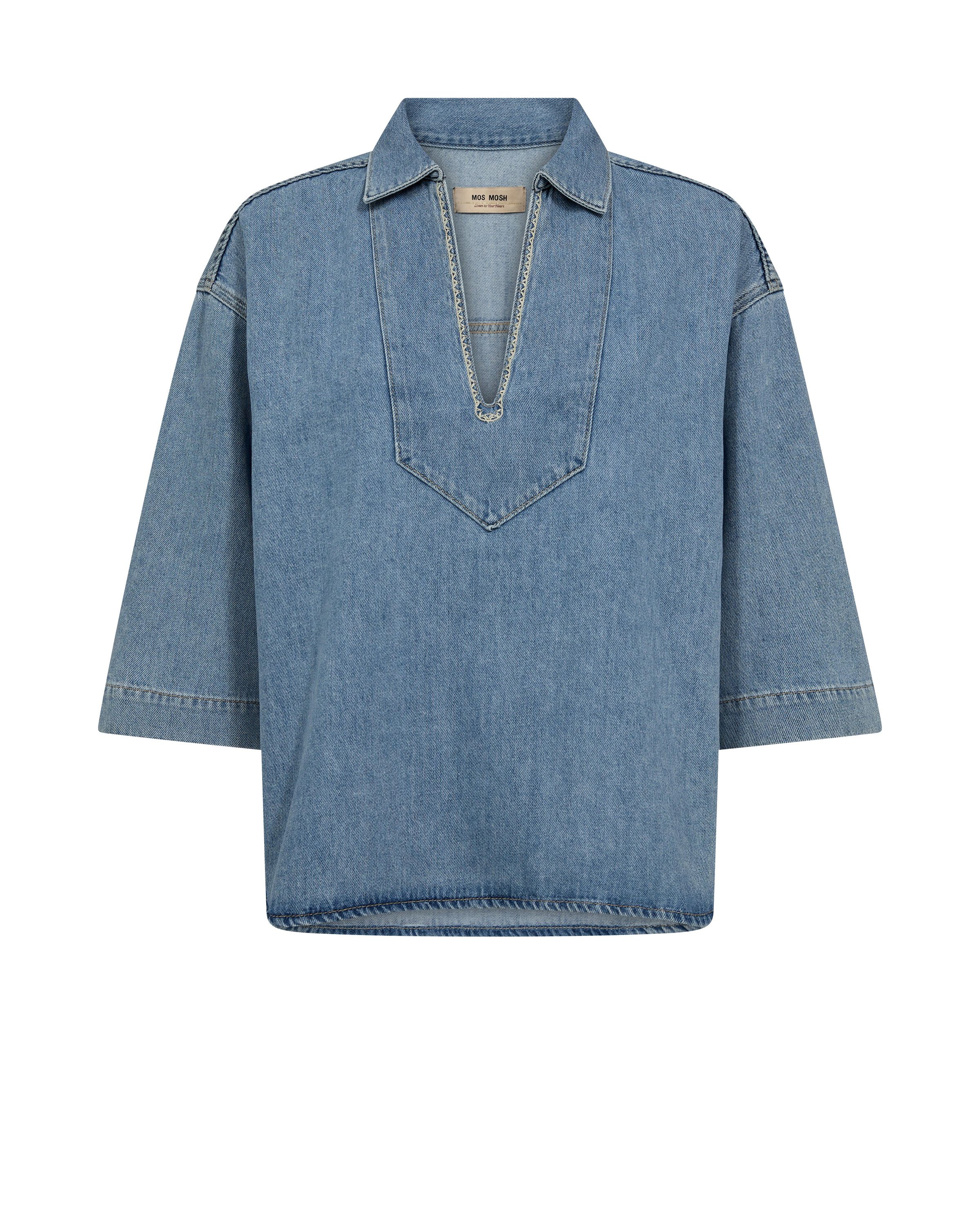 Jeansbluse aus Baumwollmix - 406 Light Blue - Blau