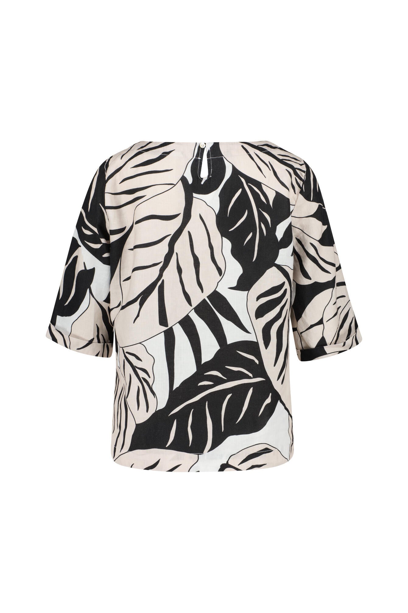 Schlupfbluse aus Leinen - P19 Big Leafs - Creme