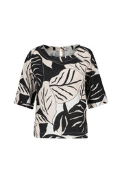 Schlupfbluse aus Leinen - P19 Big Leafs - Creme
