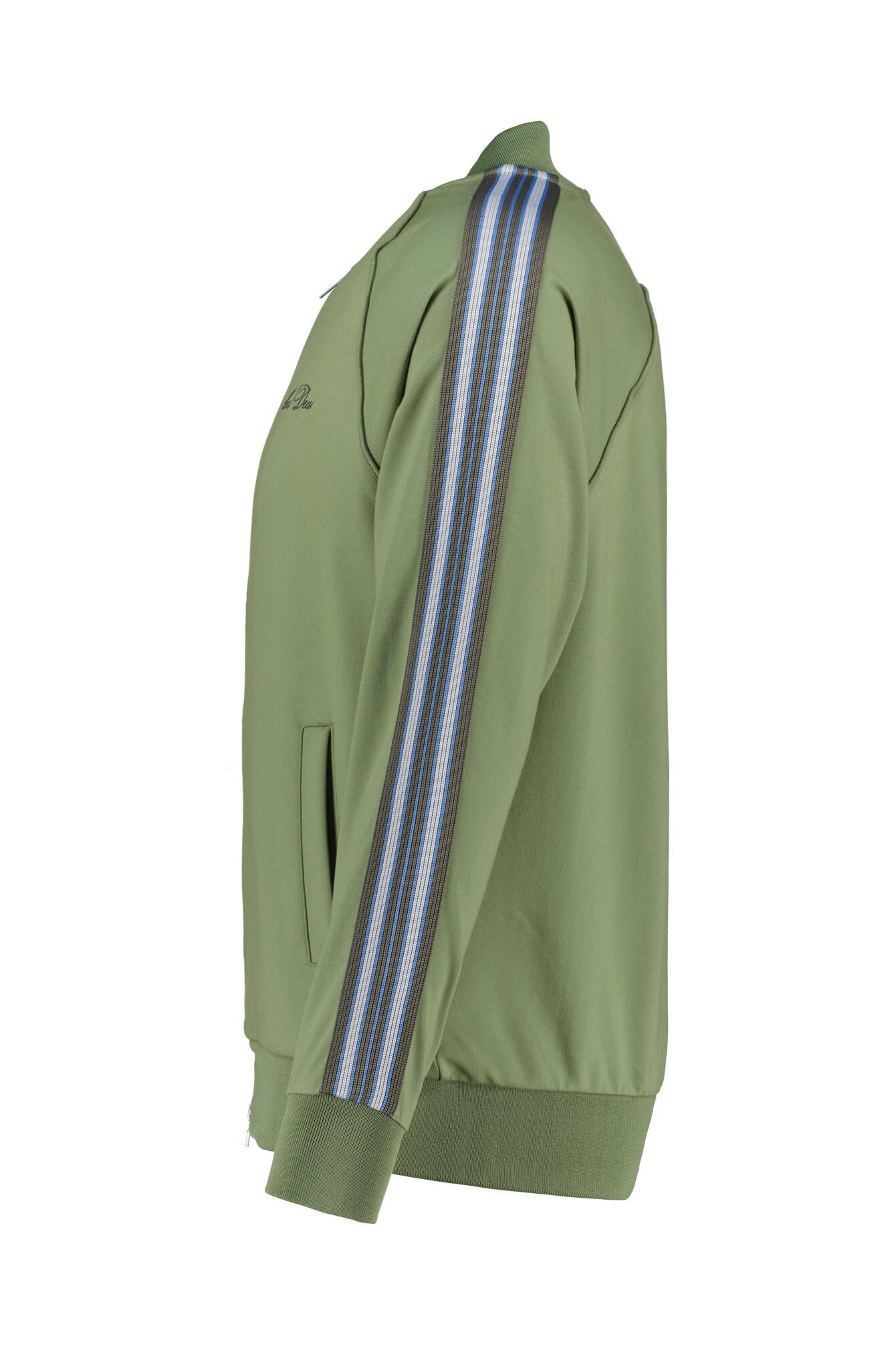 Trainingsjacke mit geripptem Baseball-Kragen - 517 Oil Green - Grün