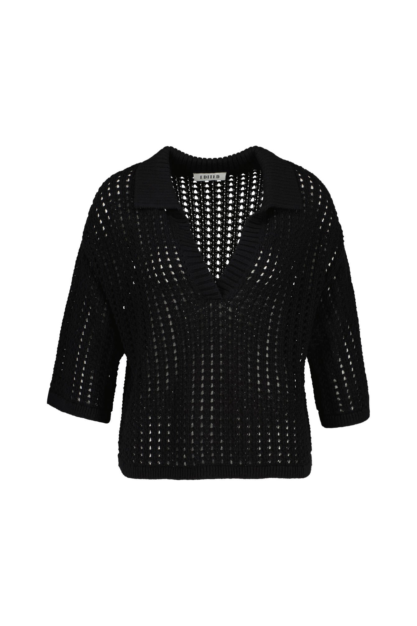 Strick-T-Shirt SARAI aus Baumwollmix - Black - Schwarz