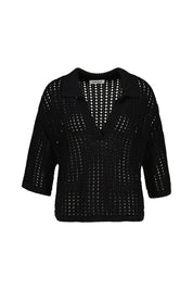 Strick-T-Shirt SARAI aus Baumwollmix - Black - Schwarz